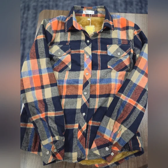 Jiang Vi Xuan Plaid Flannel Button-Up Shirt Shacket Size XS/S - Picture 6 of 10